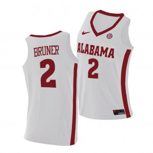 Men's Alabama Crimson Tide #2 Jordan Bruner White 2021 NCAA Replica College Basketball Jersey 2403AFTM2